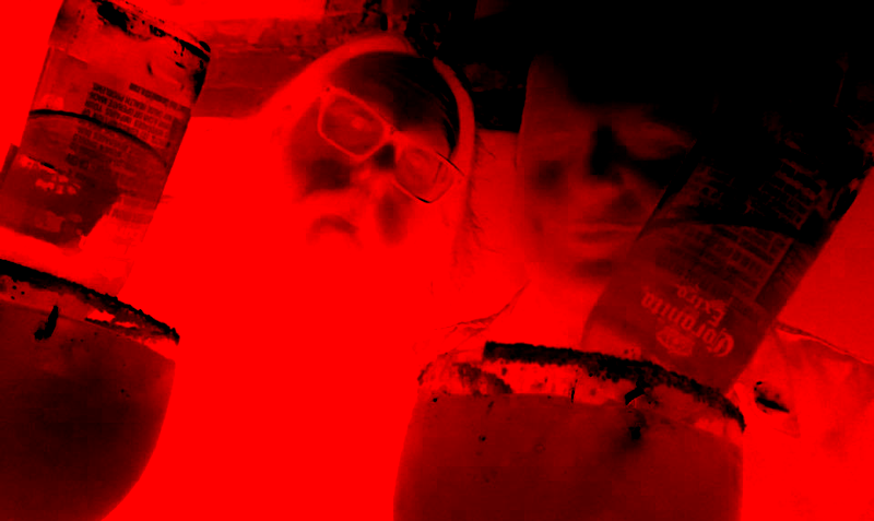 red tone pic of billy and I in coronarita land
