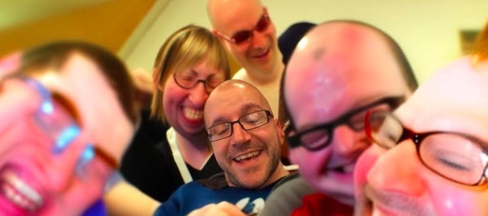 It's Patrick Lauke and the poop less party people, gurning and grinning in celebration of hasPopUp's improved support!
