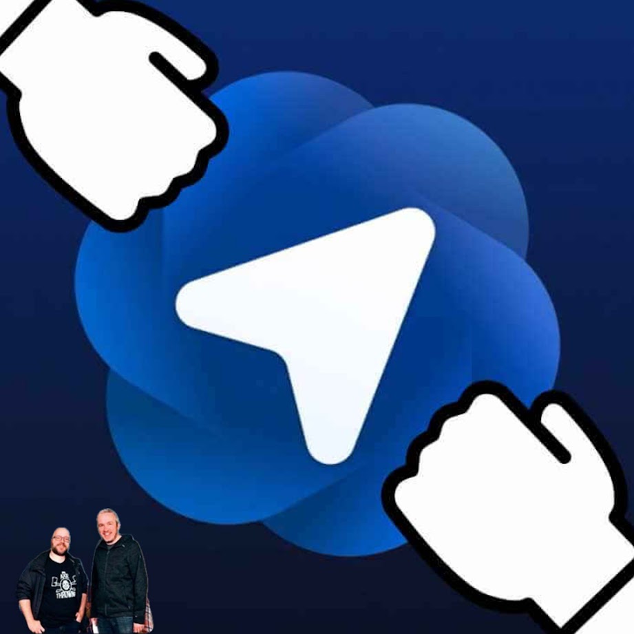 ChatGPT Atlas logo, a scalloped blue circle that looks like an anus with a rounded arrow-shaped butt plug, and two fists pulling it open at the edges. With Patrick and Doc Swallow in bottom left corner taking the opportunity to photobomb.
